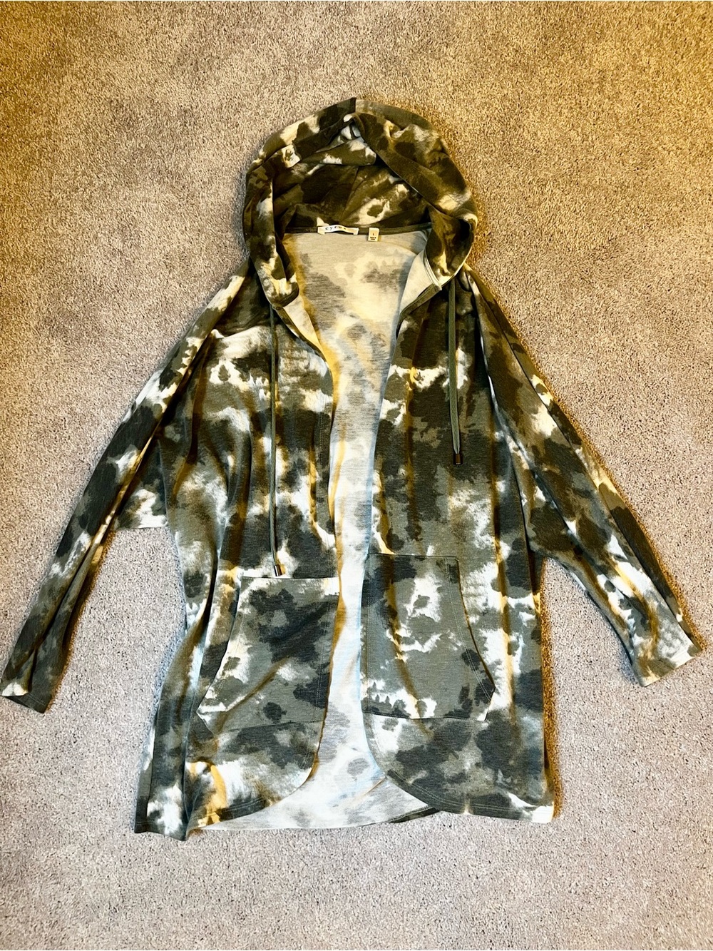 Tie-Dye Hooded Open Cardigan Jacket